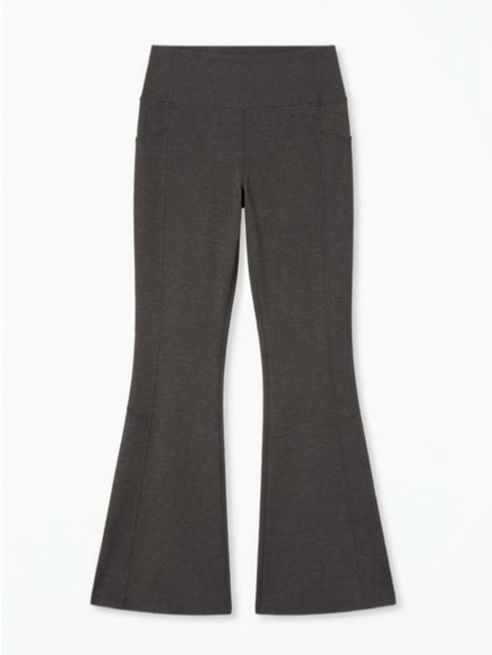 Kirkland Signature Charcoal Grey High Rise Flare Leg Yoga Pants Pocket (Size L)